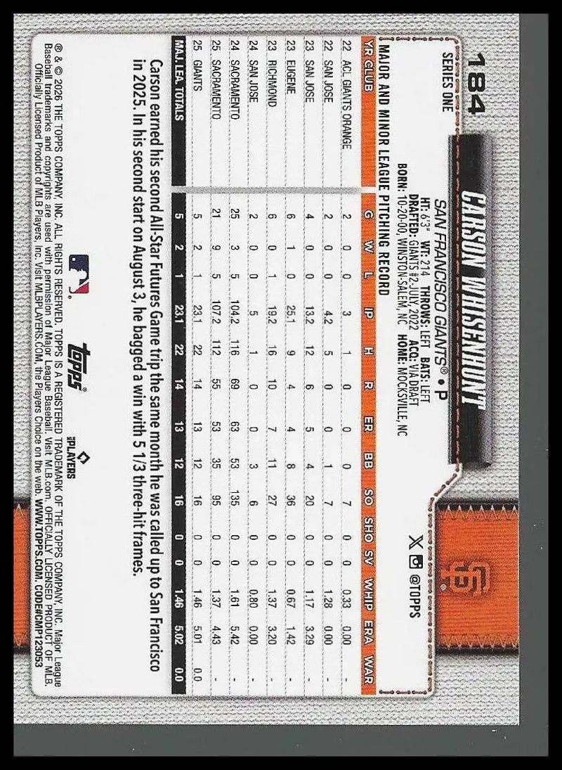 2026 Topps #155 Drew Gilbert Rookie - Baseball Card Single