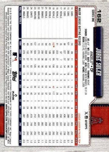 2026 Topps #162 Jorge Soler NM-MT Angels ID:81817 - Baseball Card Single