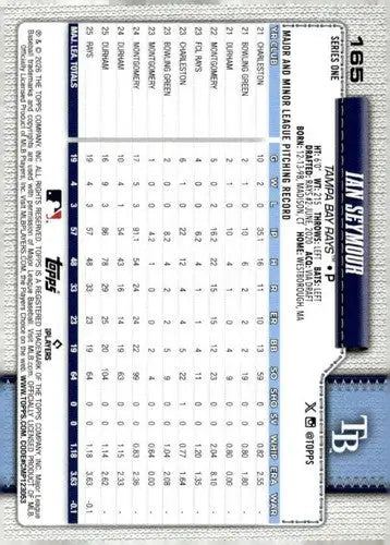 2026 Topps #165 Ian Seymour NM-MT RC Rookie Rays ID:82127 - Baseball Card Single