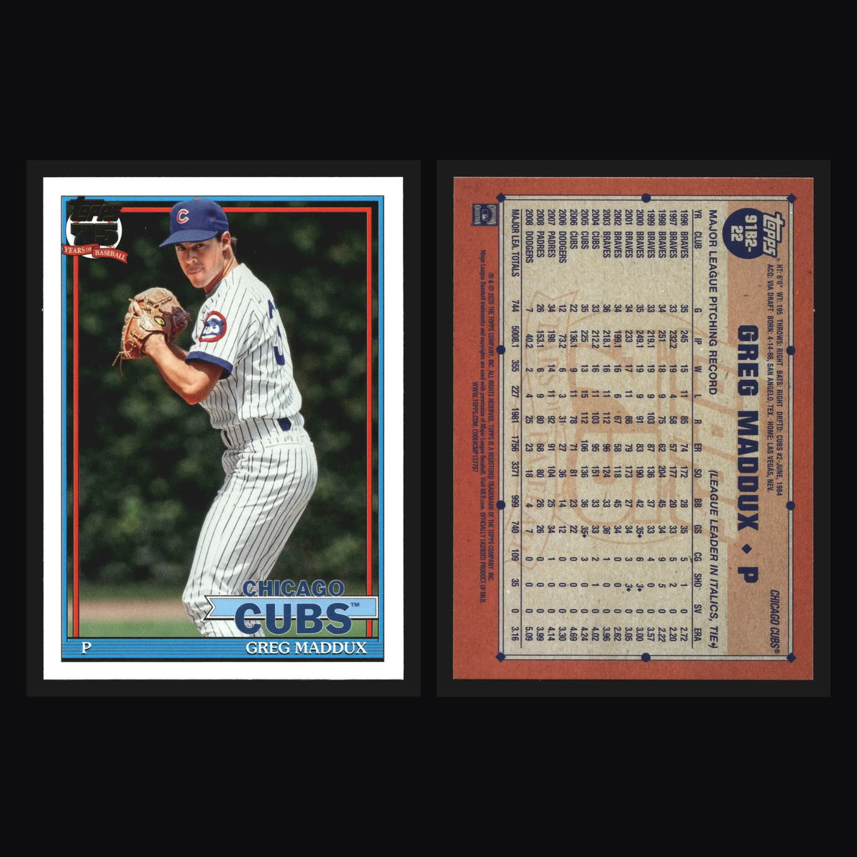 2026 Topps 1991 Topps 35th Anniversary #91B2-22 Greg Maddux Cubs HOF - Baseball Card Single