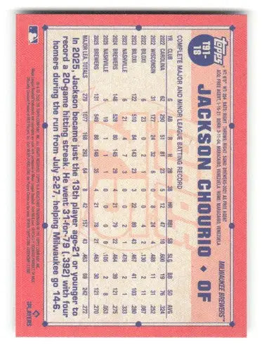 2026 Topps 1991 Topps #T91-18 Jackson Chourio NM-MT Brewers ID:81728 - Baseball Card Single
