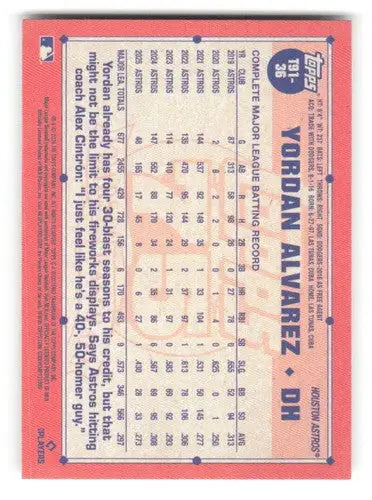 2026 Topps 1991 Topps #T91-36 Yordan Alvarez NM-MT Astros ID:81729 - Baseball Card Single