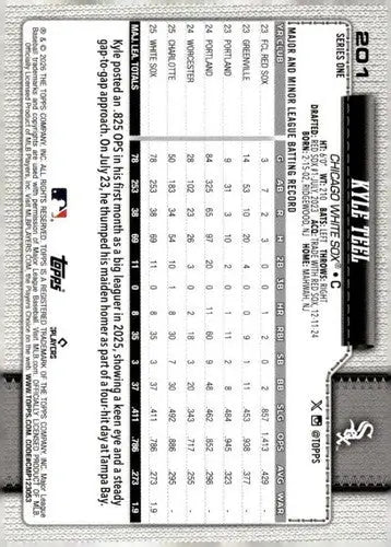 2026 Topps #201 Kyle Teel NM-MT RC Rookie White Sox ID:81840 - Baseball Card Single