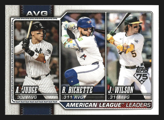 2026 Topps #204 AL Batting Leaders Aaron Judge Bo Bichette Jacob Wilson - Baseball Card Single