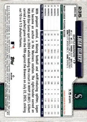 2026 Topps #235 Logan Gilbert NM-MT Mariners ID:81855 - Baseball Card Single