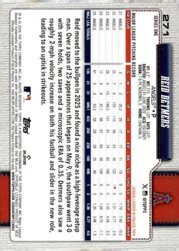 2026 Topps #271 Reid Detmers NM-MT Angels ID:81880 - Baseball Card Single