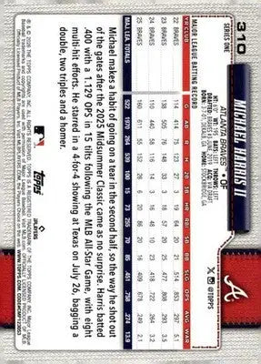 2026 Topps #310 Michael Harris II NM-MT Braves ID:81898 - Baseball Card Single