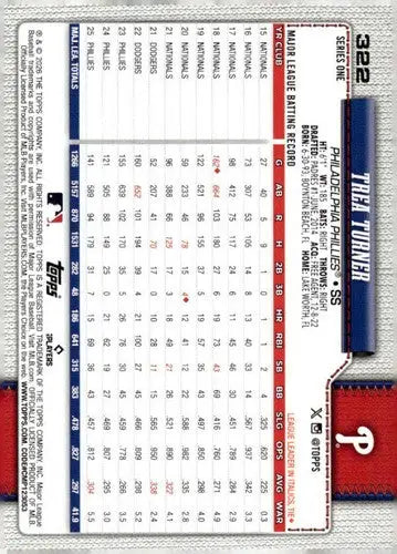 2026 Topps #322 Trea Turner NM-MT Phillies ID:82245 - Baseball Card Single