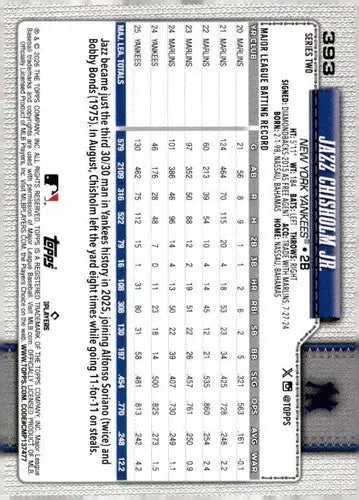 2026 Topps #393 Jazz Chisholm Jr. NM Near Mint Yankees ID:83270