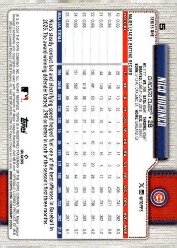 2026 Topps #5 Nico Hoerner NM-MT Cubs ID:81735 - Baseball Card Single