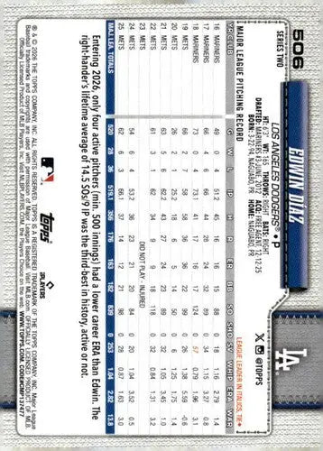 2026 Topps #506 Edwin Diaz NM Near Mint Dodgers ID:83289