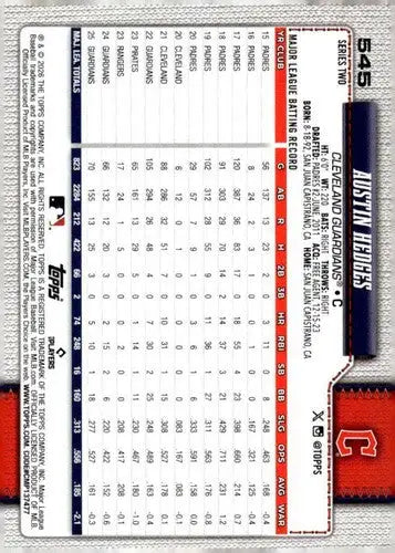 2026 Topps #545 Austin Hedges NM Near Mint Guardians ID:83043 - Baseball Card Single