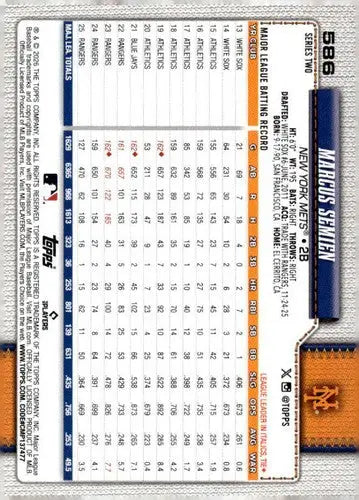 2026 Topps #586 Marcus Semien NM Near Mint Mets ID:83307