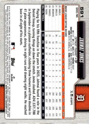 2026 Topps #591 Jahmai Jones NM Near Mint Tigers ID:83049 - Baseball Card Single