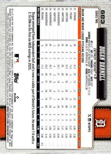 2026 Topps #683 Dugan Darnell NM Near Mint RC Rookie Tigers ID:83067 ID:83067 - Baseball Card Single
