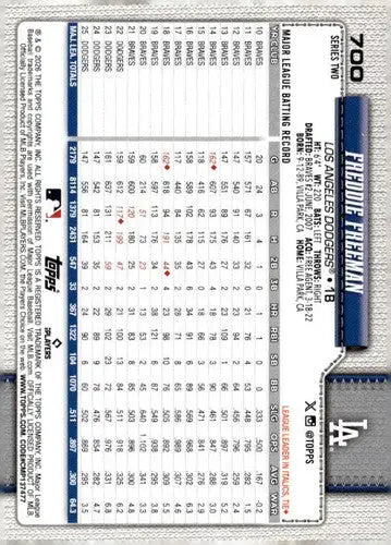 2026 Topps #700 Freddie Freeman NM Near Mint Dodgers ID:83324 - Baseball Card Single