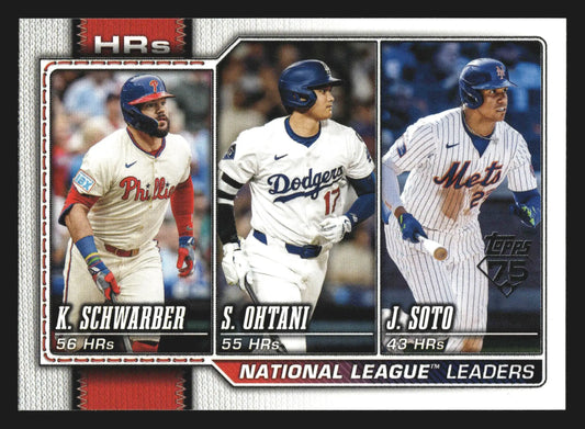 2026 Topps #84 NL HR Leaders Kyle Schwarber Shohei Ohtani Juan Soto - Baseball Card Single