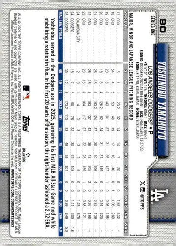 2026 Topps #90 Yoshinobu Yamamoto NM-MT Dodgers ID:82121 - Baseball Card Single