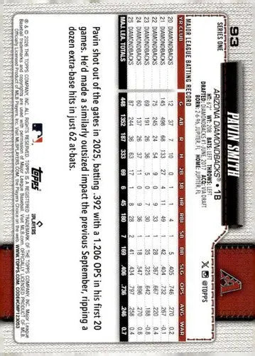 2026 Topps #93 Pavin Smith NM-MT Diamondbacks ID:81787 - Baseball Card Single