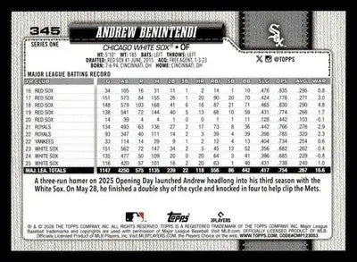 2026 Topps Andrew Benintendi #345 Chicago White Sox - Baseball Card Single