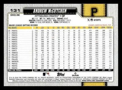 2026 Topps Andrew McCutchen #131 Pittsburgh Pirates - Baseball Card Single