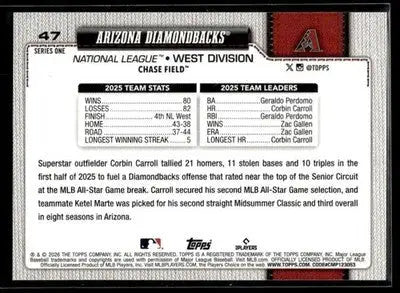 2026 Topps Arizona Diamondbacks #47 Sandglitter Arizona Diamondbacks - Baseball Card Single