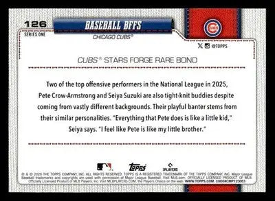 2026 Topps Baseball BFFs #126 Chicago Cubs - Baseball Card Single