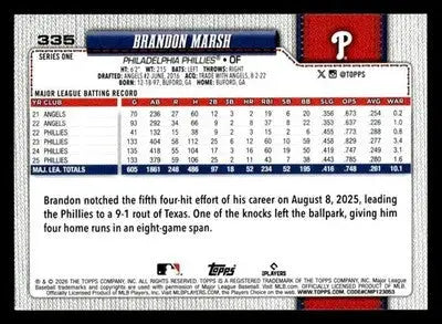 2026 Topps Brandon Marsh #335 Philadelphia Phillies - Baseball Card Single