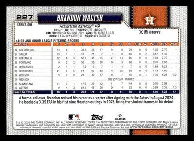 2026 Topps Brandon Walter #227 Houston Astros - Baseball Card Single