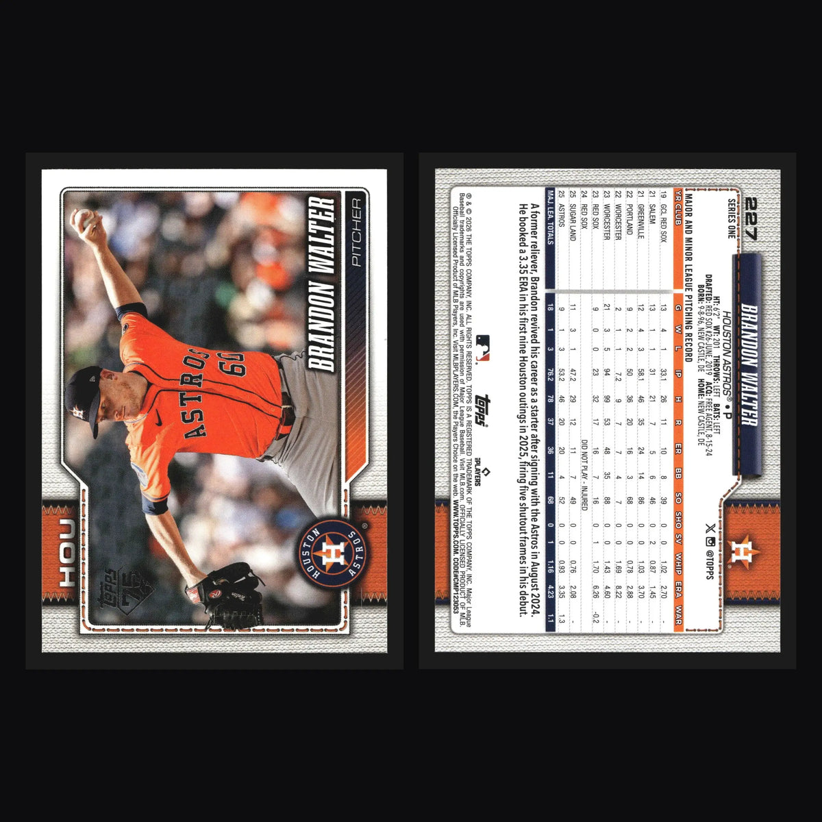 2026 Topps Brandon Walter #227 Houston Astros - Baseball Card Single