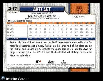 2026 Topps BRETT BATY #347 [Base] New York Mets