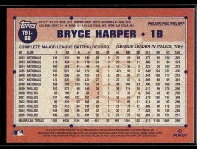 2026 Topps Bryce Harper #T91-60 1991 Topps 35th Anniv Philadelphia Phillies - Baseball Card Single