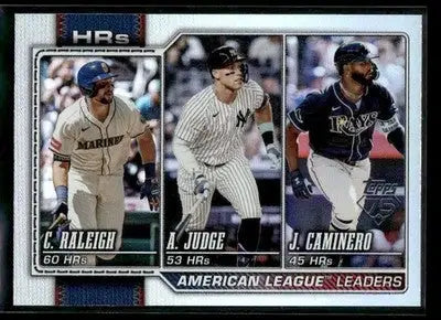 2026 Topps Cal Raleigh/Aaron Judge/Junior Caminero #38 Rainbow Foil HR Leads AL - Baseball Card Single