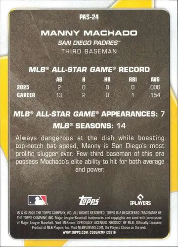 2026 Topps Celebration Perennial All-Stars #PAS-24 Manny Machado NM-MT ID:82183 - Baseball Card Single