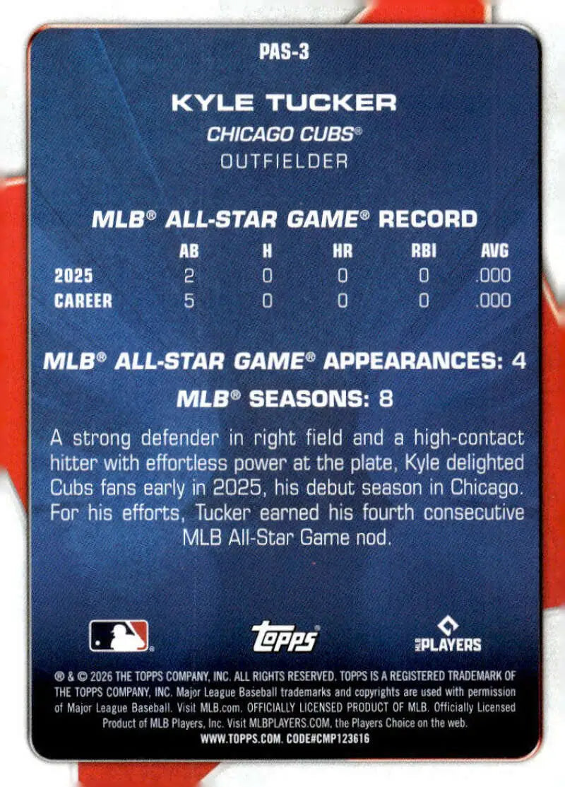 2026 Topps Celebration Perennial All-Stars #PAS-3 Kyle Tucker NM-MT Cub ID:82177 - Baseball Card Single
