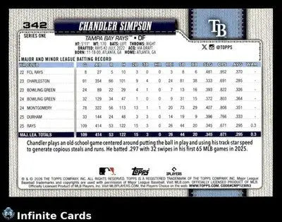 2026 Topps CHANDLER SIMPSON #342 [Base] Tampa Bay Rays