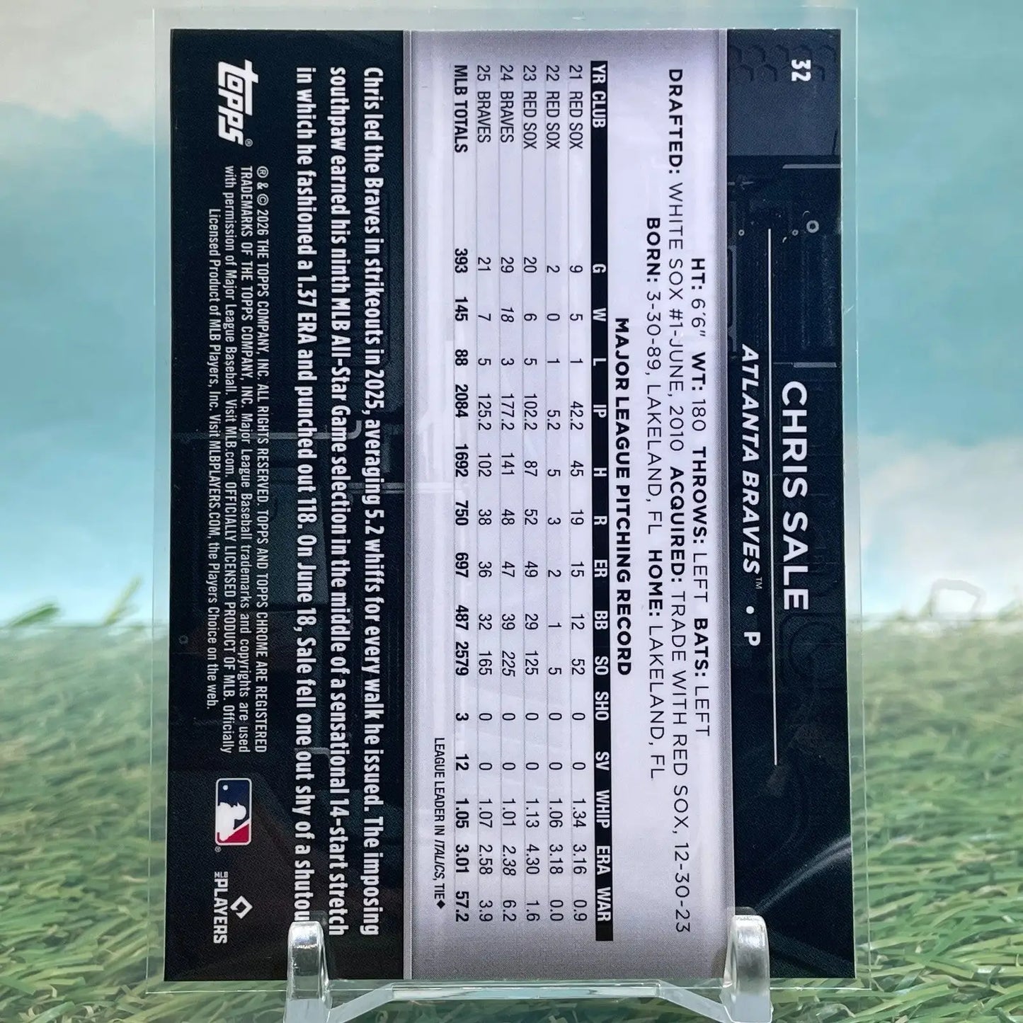 2026 Topps Chrome Black #32 Chris Sale - Baseball Card Single