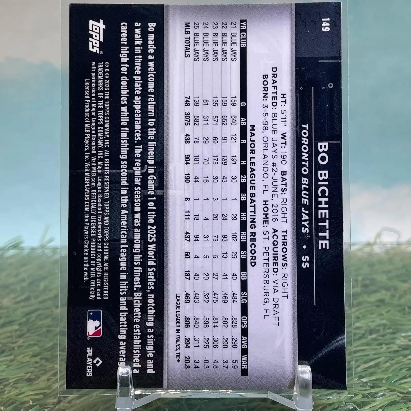 2026 Topps Chrome Black Bo Bichette Toronto Blue Jays #149 - Baseball Card Single