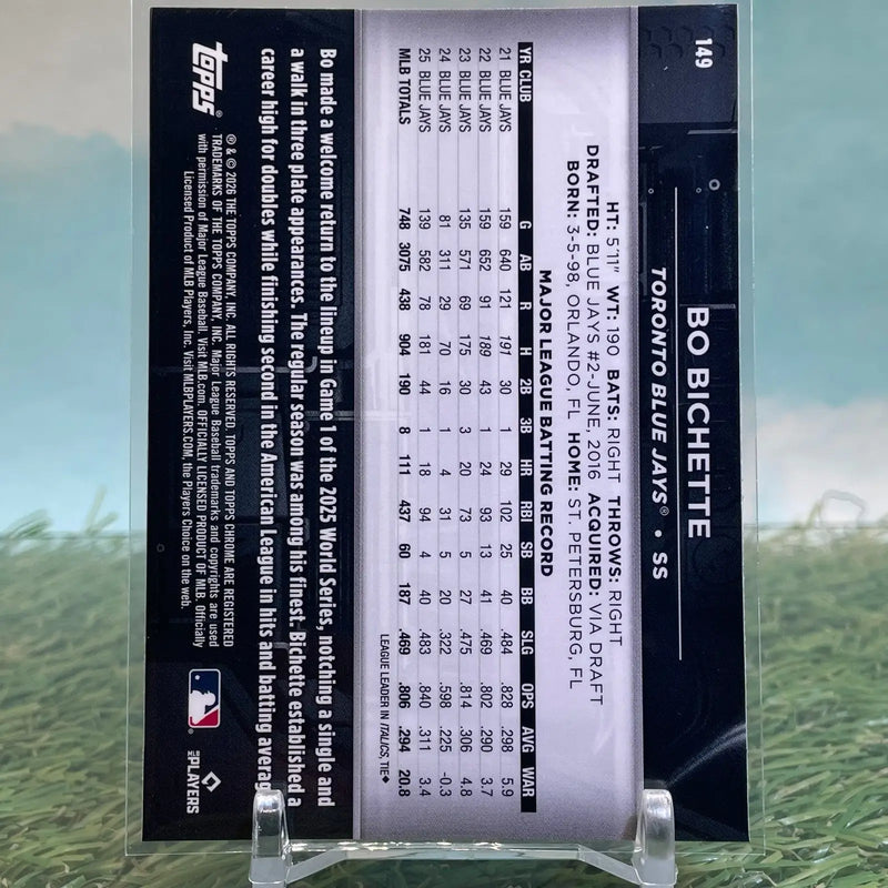 2026 Topps Chrome Black Bo Bichette Toronto Blue Jays #149 - Baseball Card Single