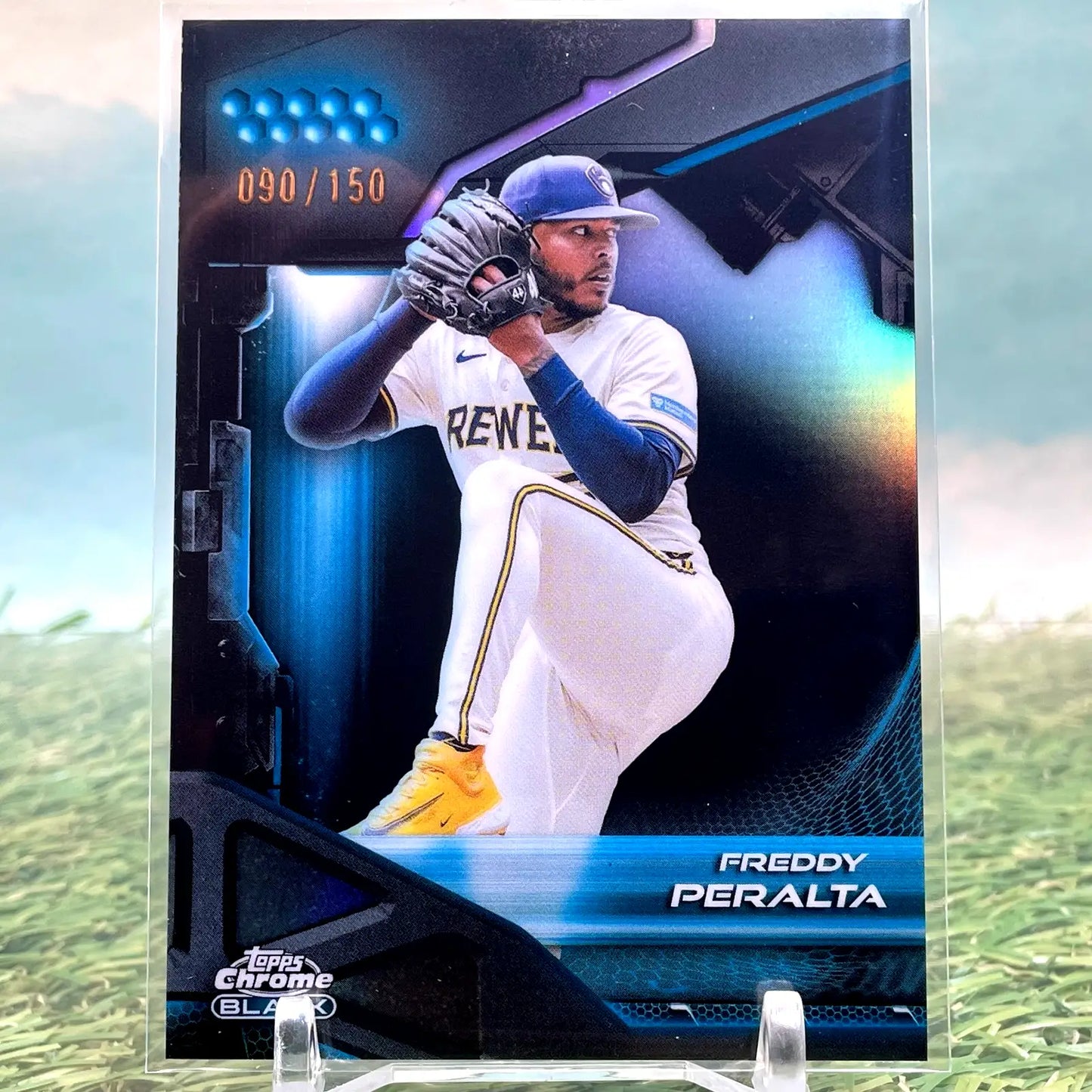 2026 Topps Chrome Black Freddy Peralta /150 Blue Refractor #154 - Baseball Card Single