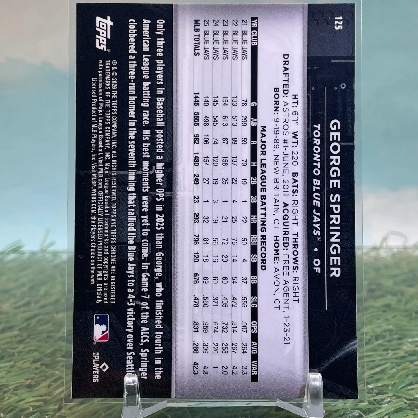 2026 Topps Chrome Black George Springer Toronto Blue Jays #125