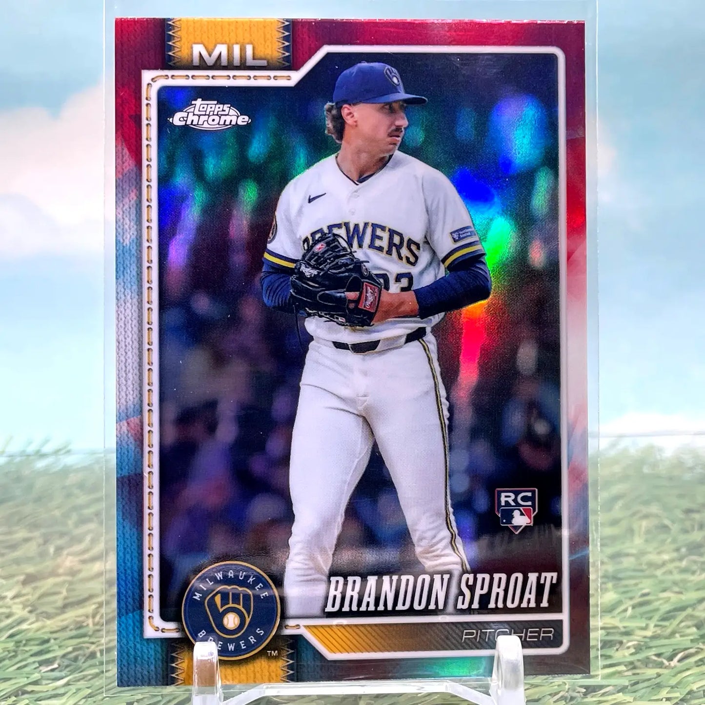 2026 Topps Chrome Brandon Sproat Red White Blue Refractor (RC) - Baseball Card Single