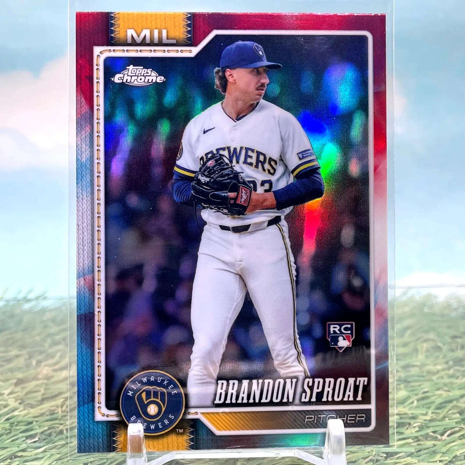 2026 Topps Chrome Brandon Sproat Red White Blue Refractor (RC) - Baseball Card Single