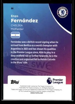 2026 Topps Chrome Premier League Enzo Fernández #66 Chelsea