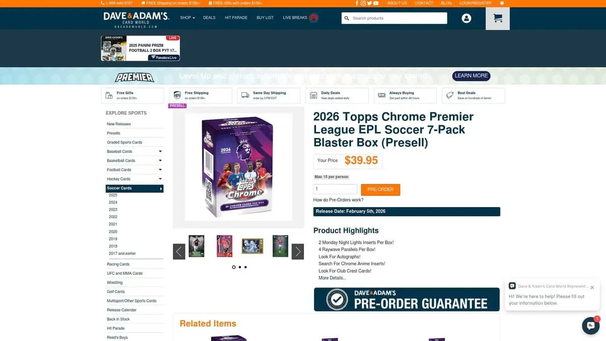 2026 Topps Chrome Premier League blaster box for box hobby experience