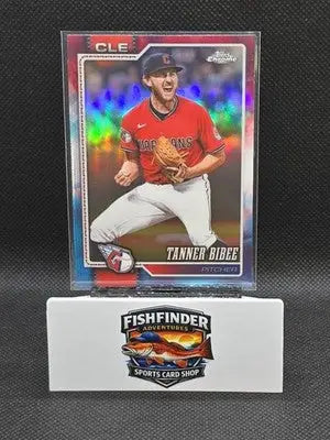2026 Topps Chrome Tanner Bibee #89 Red White & Blue Refractor - Guardians - Baseball Card Single