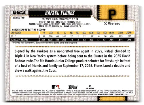 2026 Topps Diamante Foil #623 Rafael Flores NM Near Mint RC Rookie Pira ID:83248 - Baseball Card Single
