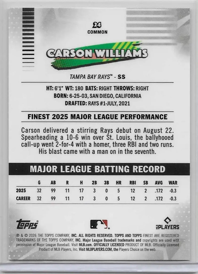 2026 Topps Finest Carson Williams Common (1403)