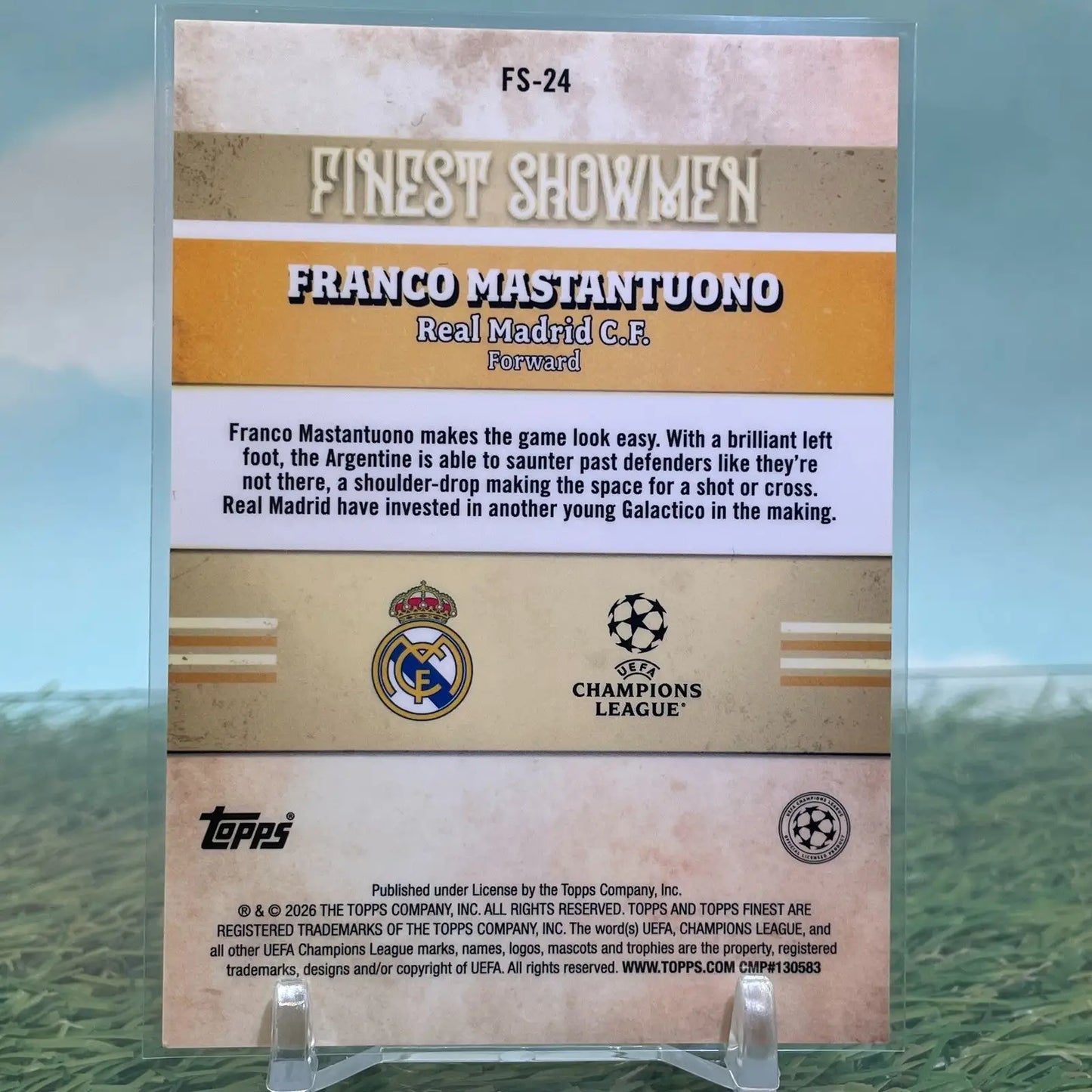 2026 Topps Finest UEFA CC Franco Mastantuono (RC) Finest Showmen Real Madrid - Soccer Card Single