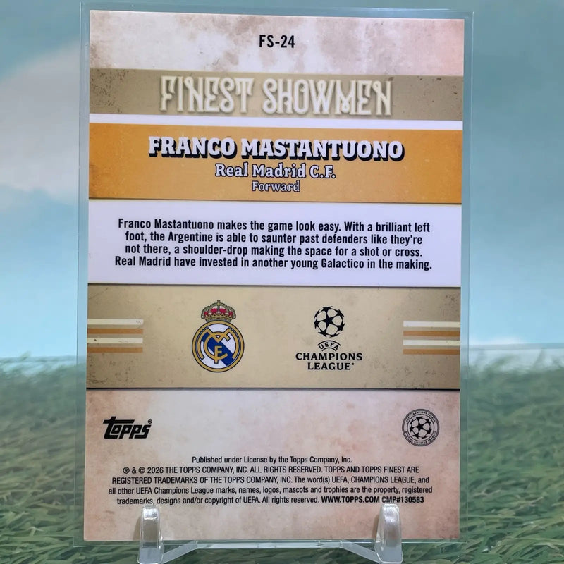 2026 Topps Finest UEFA CC Franco Mastantuono (RC) Finest Showmen Real Madrid - Soccer Card Single